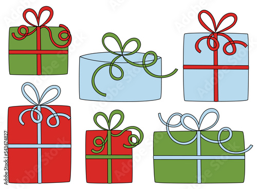 set of gift boxes with bows
