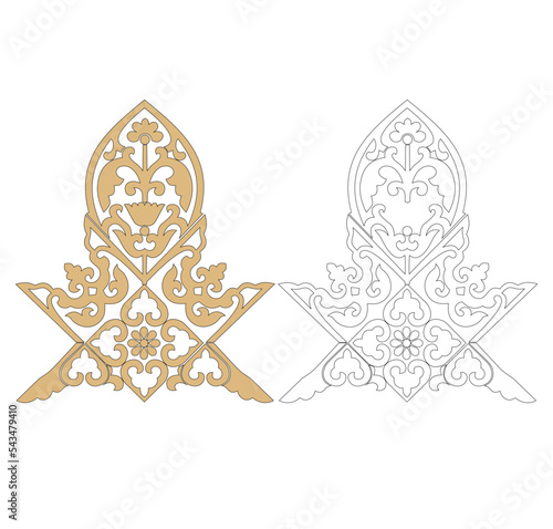 GOLD EMBROIDERY FOR LITURGICAL CLOTHES AND SACRED CEREMONIES. SACRED CATHOLIC SYMBOLS IN ANCIENT STYLE WITH GOLDEN DECORATIONS