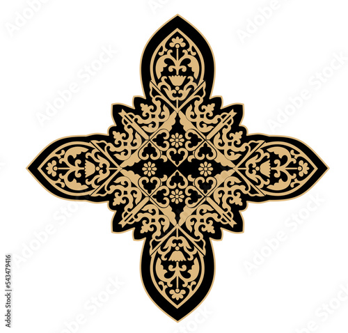 GOLD EMBROIDERY FOR LITURGICAL CLOTHES AND SACRED CEREMONIES. SACRED CATHOLIC SYMBOLS IN ANCIENT STYLE WITH GOLDEN DECORATIONS