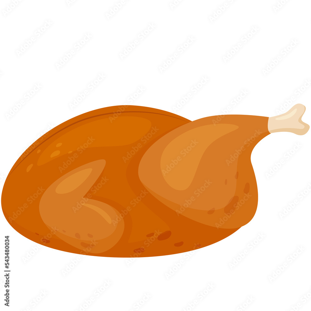 Roasted turkey isolated on white. Food vector illustration of Thanksgiving Day meal Roasted turkey isolated on white. Food vector illustration of Thanksgiving Day meal