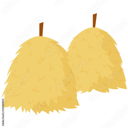 Dried haystacks. Bales of hay isolated on white background. Agricultural rural haycock vector illustration.  photo