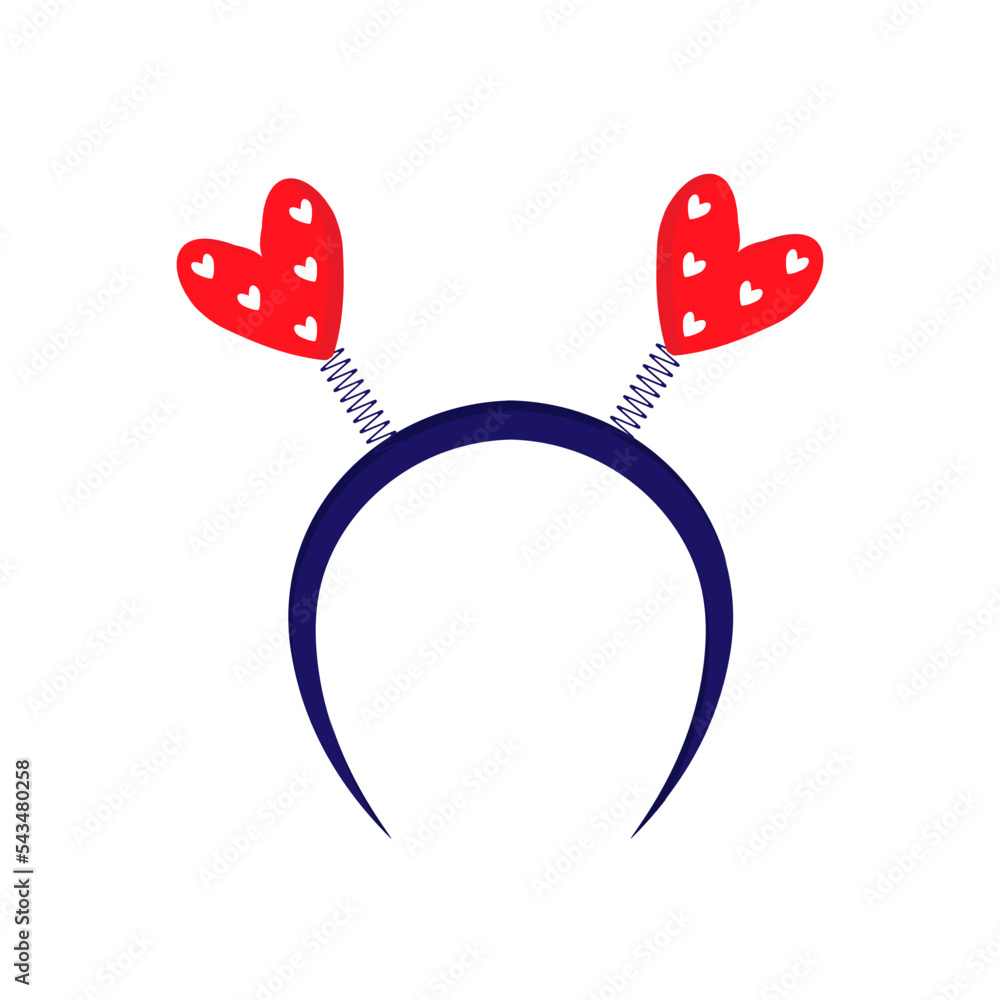 Valentine day headbands with heart for party vector cartoon illustration isolated on a white background