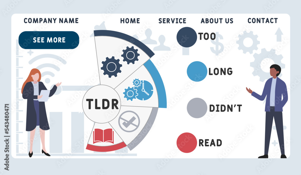 TLDR - Too Long Didn't Read acronym. business concept background. vector illustration concept with keywords and icons. lettering illustration with icons for web banner, flyer, landing TLDR - Too Long Didn't Read acronym. business concept background. vector illustration concept with keywords and icons. lettering illustration with icons for web banner, flyer, landing