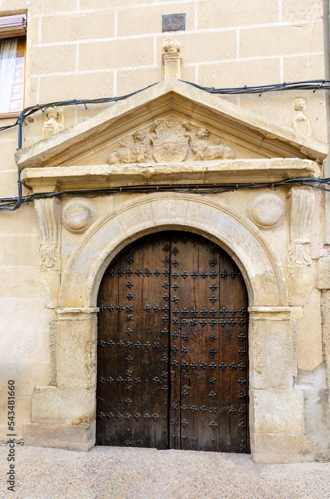 Madrid, Spain - October 29, 2022: buildings of the historic center of the medieval city of Torrelaguna in Madrid, Spain