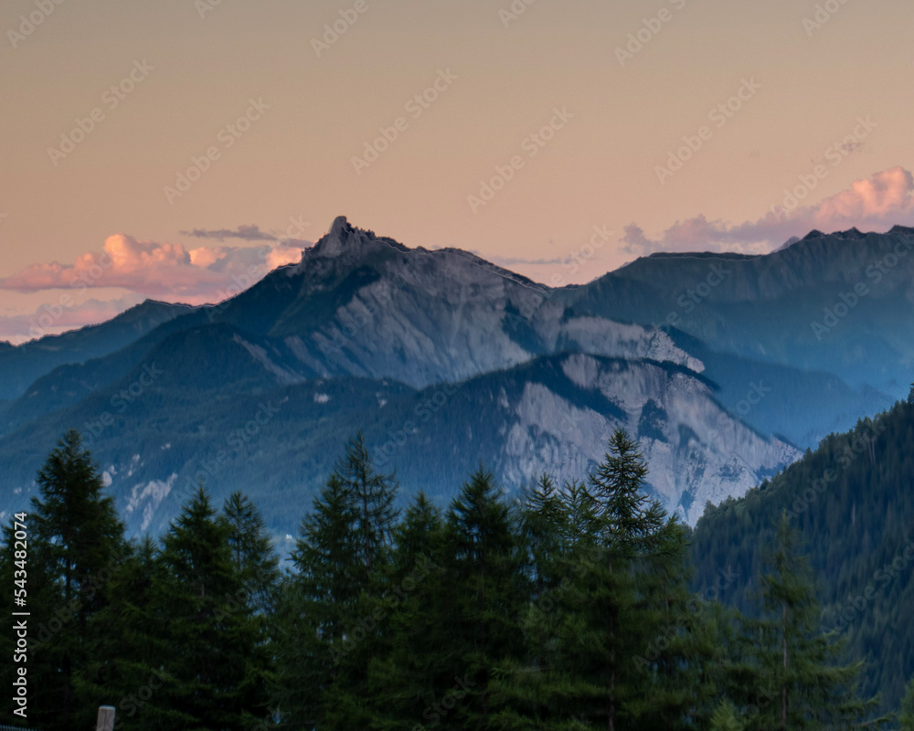 sunset in the mountains - obrazy, fototapety, plakaty 