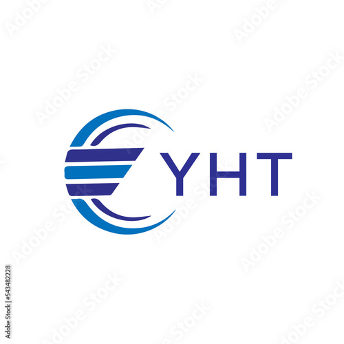 YHT letter logo. YHT blue image on white background. YHT vector logo design for entrepreneur and business. YHT best icon. photo