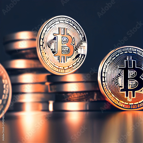 Bitcoins close up