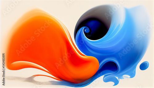 Blue orange and white abstr...