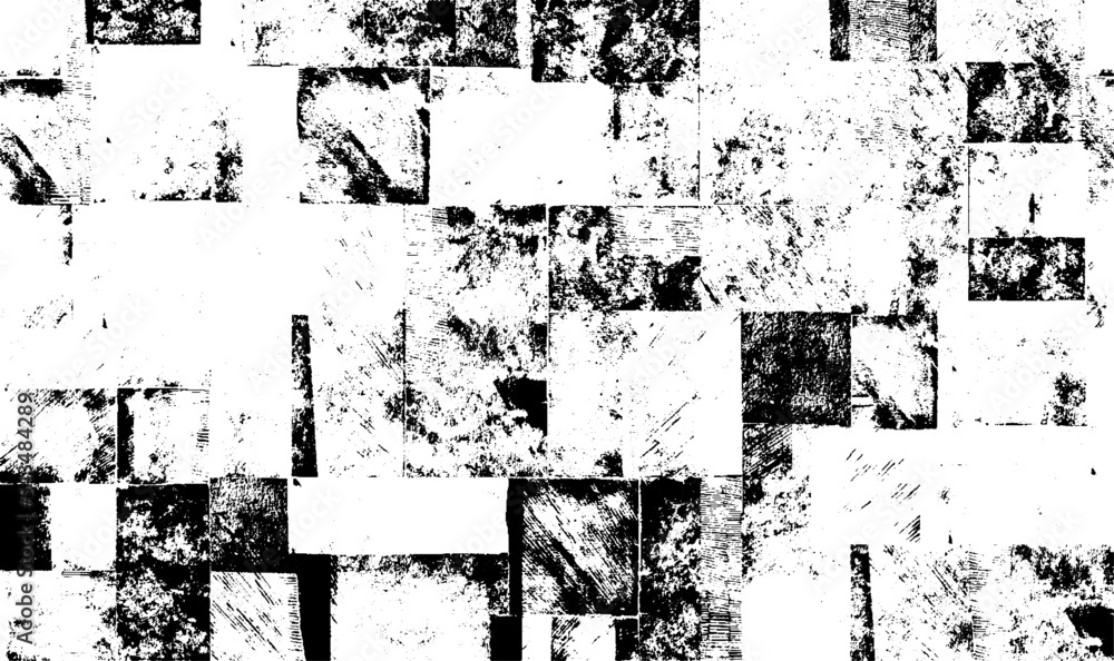 Rough, irregular texture composed of monochrome geometric elements. Overlay distressed grunge background. Abstract vector illustration. Isolated on white background. EPS10 Rough, irregular texture composed of monochrome geometric elements. Overlay distressed grunge background. Abstract vector illustration. Isolated on white background. EPS10