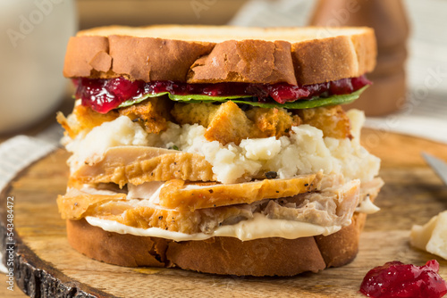 Canvas Print Homemade Thanksgiving Leftover Turkey Sandwich