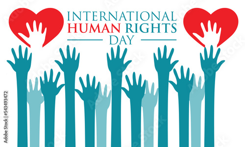 international human rights day, vector illustration with hand.