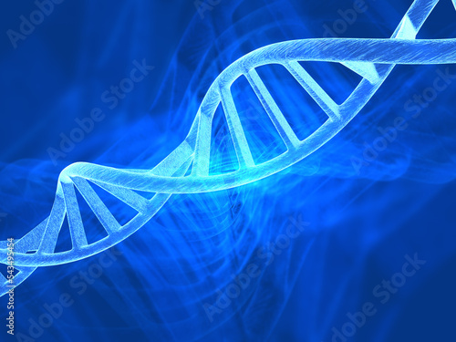 3d illustration of dna strand over blue background