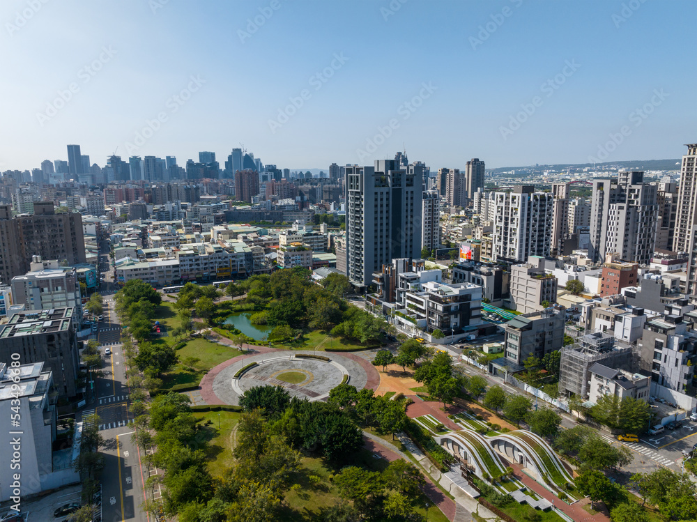 Fototapeta premium Top view of Taichung city downtown