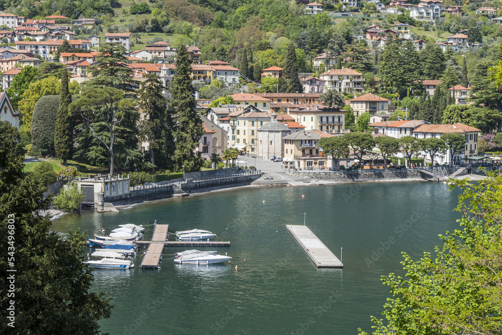 Fototapeta premium High angle view of Lenno in the Lake Como