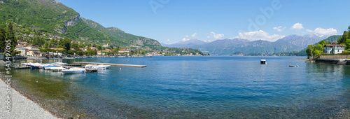 Extra wide angle view of the Gulf of Lenno and the Lake Como with Bellagio and Tremezzo
