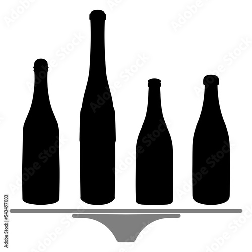 Shape of silhouette of bottle for alcohol, beer, kvass, waters. Outline of a container for storing liquid