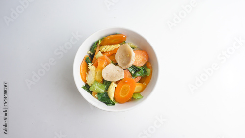 Capcay or mix vegetable is healthy food from Indonesia. Vegetarian food concept. Selected focus photo