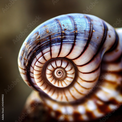 3d illustration closeup of beautiful circular snail shell