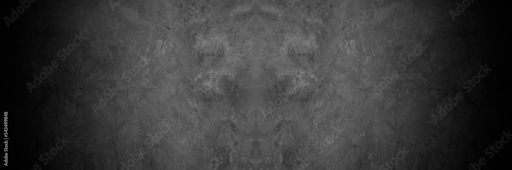 Fototapeta premium Old wall texture cement dark black gray panorama background abstract grey color design are light with white gradient background.