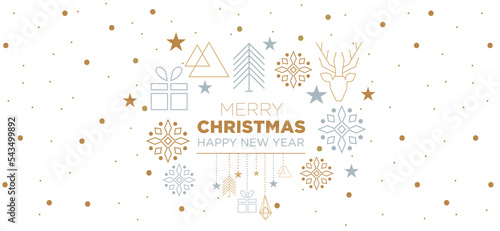 Christmas card with snowflake border vector illustration, Merry Christmas an happy new year