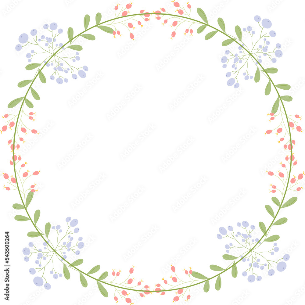 Decorative frame, wreath with flowers Decorative frame, wreath with flowers