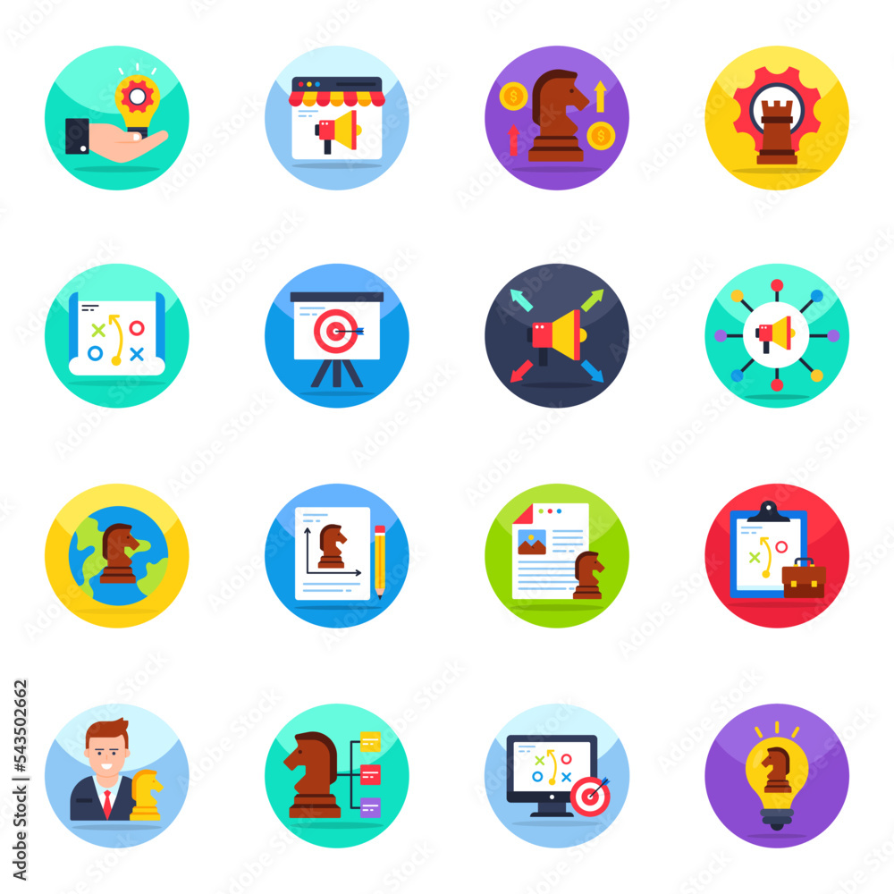 Pack of Strategy and Marketing Flat Icons 
