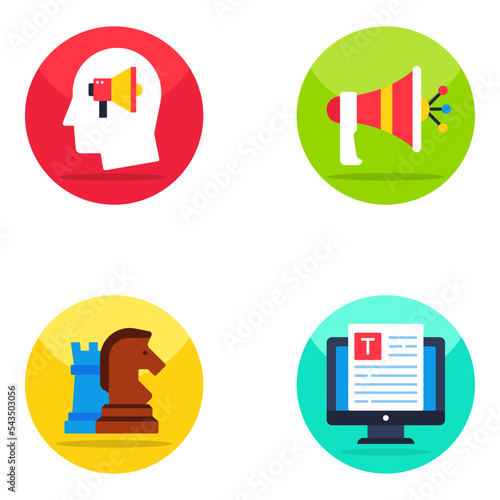Pack of Strategy and Campaign Flat Icons 

