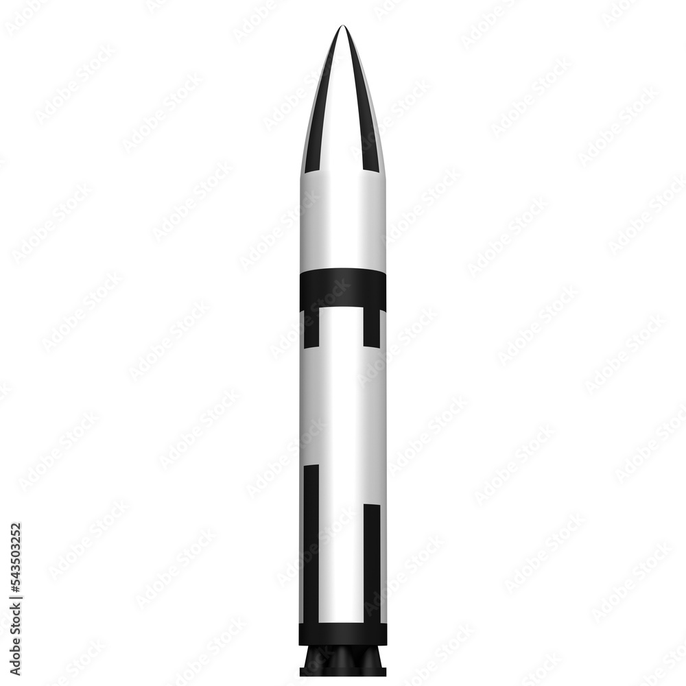 3d rendering illustration of a stylized ICBM missile 3d rendering illustration of a stylized ICBM missile