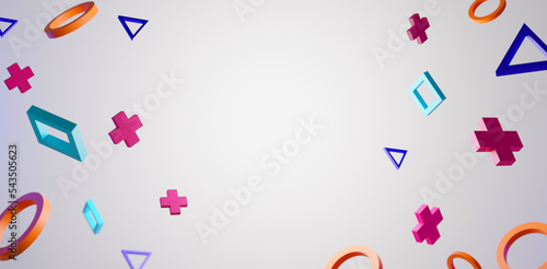 gaming joystick console controller geometry button icon floating on backgroun...