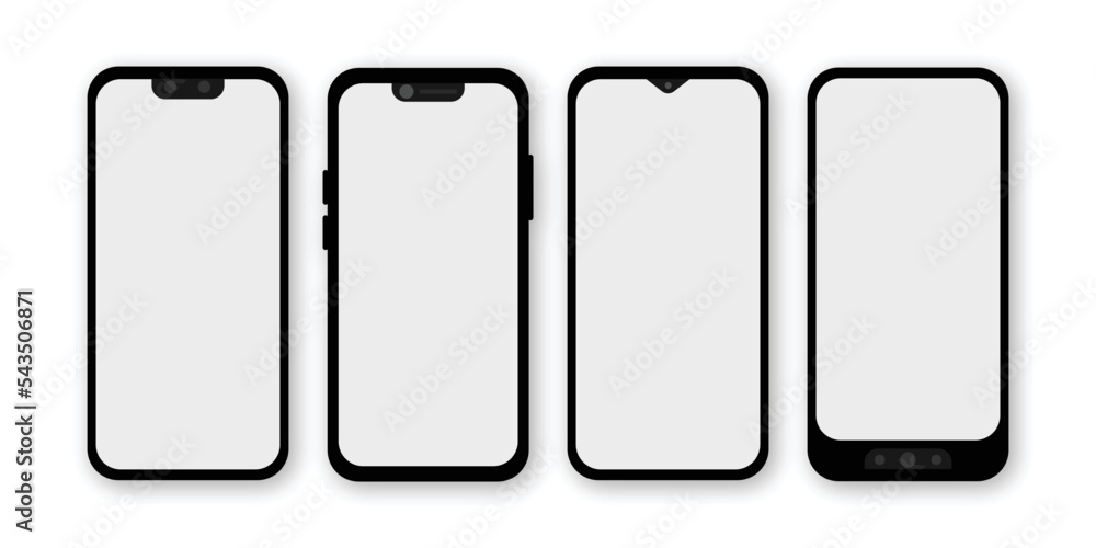 Smartphone phone mockup with White blank screen Smartphone phone mockup with White blank screen