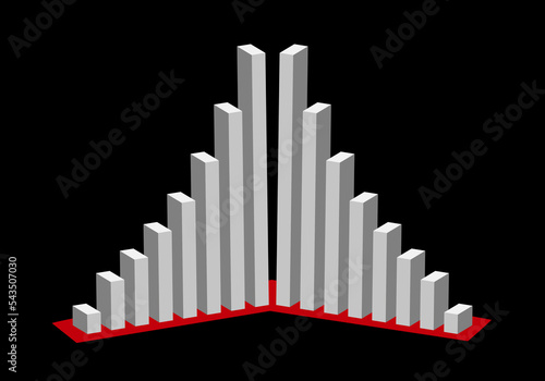 Grafico de barras ascendente y descendente sobre fondo negro