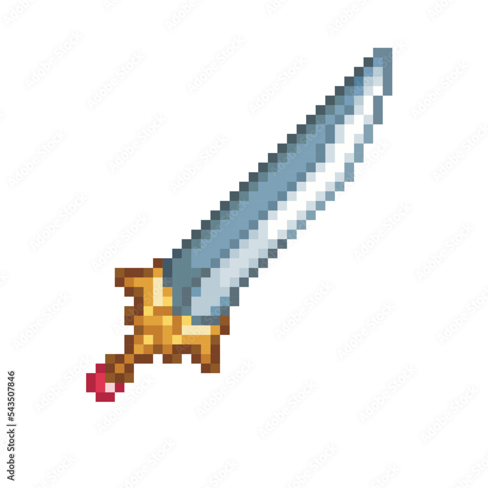 Sword illustration, pixel art item Sword illustration, pixel art item