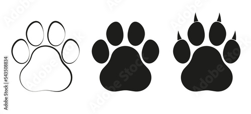Different animal paw print vector illustrations
