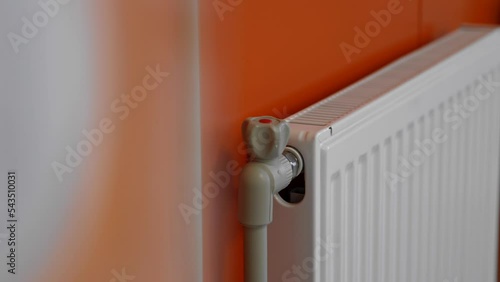 Wallpaper Mural Heating system radiator with heat shut-off valve. Warm batteries in the house during the winter. Torontodigital.ca