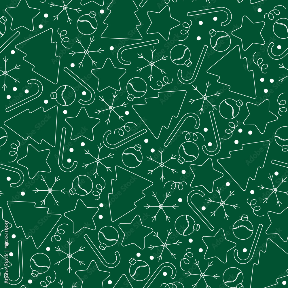 Seamless winter, white and green background. Vector pattern for festive, New Year's flyers, wrapping paper, gift bags, collages, banners, posters, etc. Seamless winter, white and green background. Vector pattern for festive, New Year's flyers, wrapping paper, gift bags, collages, banners, posters, etc.