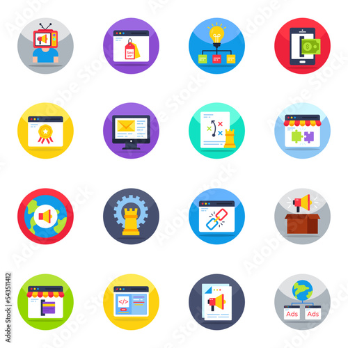 Pack of Digital Marketing Flat Icons 

