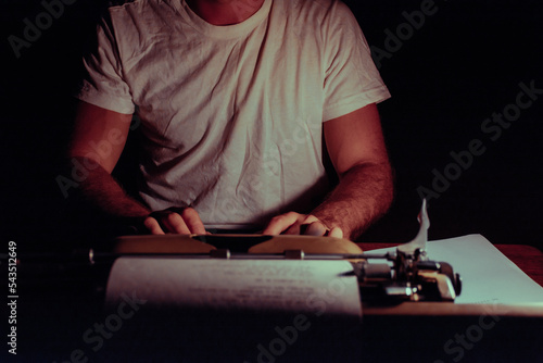 typing on a typewriter