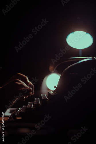 typing on a typewriter