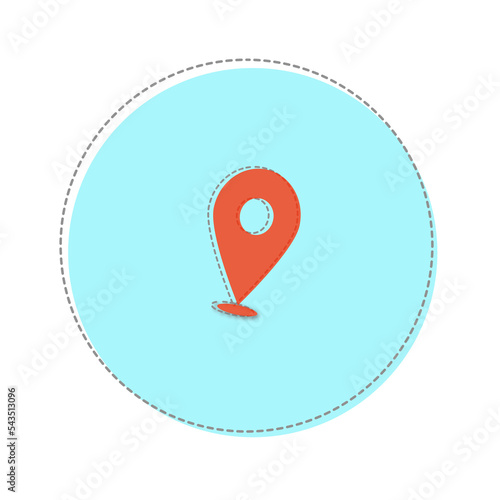 simbolo rosso per mappa dentro un cerchio azzurro su sfondo trasparente photo