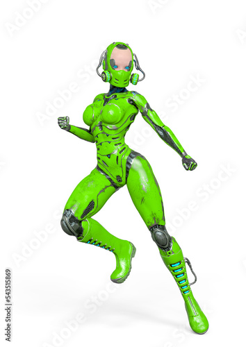 super gynoid in action pose
