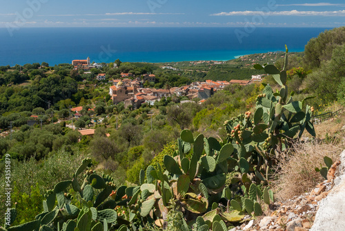 Panoramic view of Lentiscosa, small town in the Cilento national park, southern Italy.
