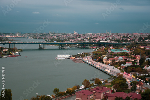 Istanbul view from the pierre loti hill in the early hours of the morning with its historical and natural beauties. 11.10.2021 Istanbul Turkey