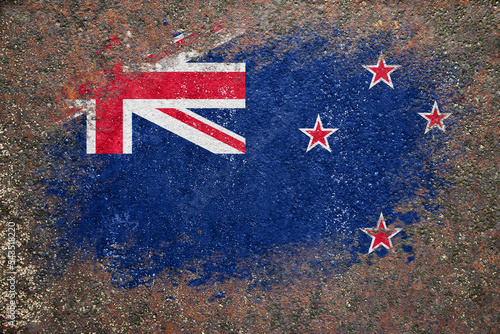 Flag of Australia. Flag is painted on a rusty surface. Rusty background