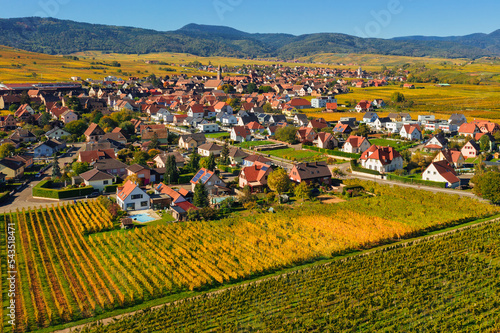 Alsace village landscape in autumn, France