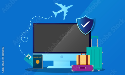 Ilustración para viajes seguros en línea 