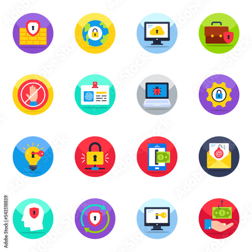 Pack of Protection and Safety Flat Icons 

