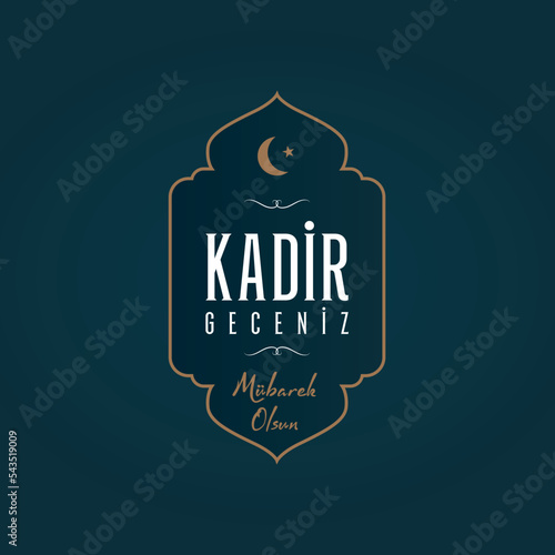Kadir geceniz mübarek olsun. gilded moon star vector translation: have a blessed night of power