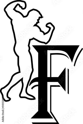 logo vector of men athlete with letter F