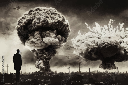 Nuclear war concept Explosion of nuclear bomb