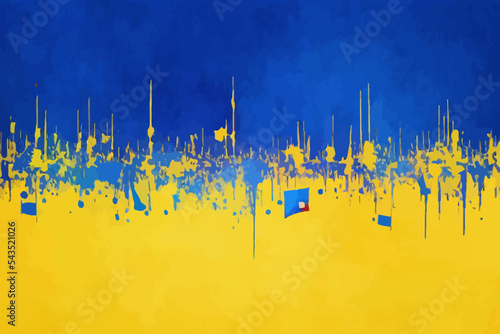 Abstract Ukraine flag colours Blue and yellow brush